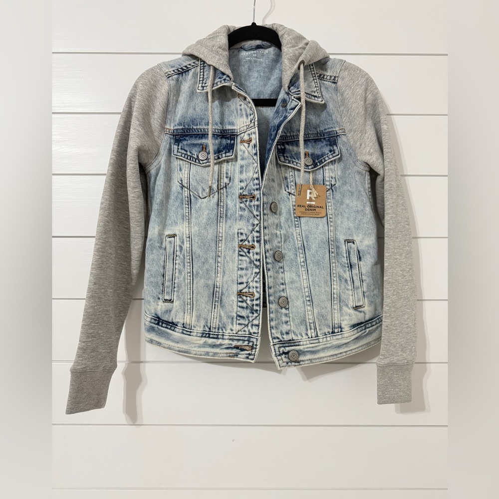 NWT, Aeropostale Denim Sweatshirt Jacket With Hood, Size XS